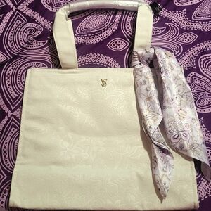 Victoria's Secret Floral-Embossed Tote Bag w/Satin Scarf